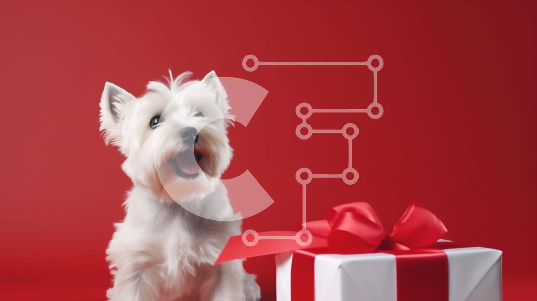 Intra Συλλεκτικό Ξύλινο Παζλ Plywood  4mm - Συγκινημένος σκύλος με ανοιχτό κουτί δώρου Σε Ξύλινο Κουτί - Διαστάσεις: 10x10 cm – 25 κομμάτια