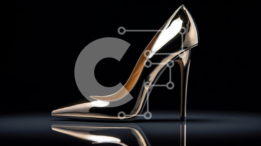 Σετ των 2 Intra Συλλεκτικό Ξύλινο Παζλ Plywood  4mm - Κομψό και μοντέρνο χρυσό ψηλοτάκουνο παπούτσι με μυτερή μύτη και τακούνι στιλέτο Σε Ξύλινο Κουτί - Διαστάσεις: 10x10 cm – 25 κομμάτια