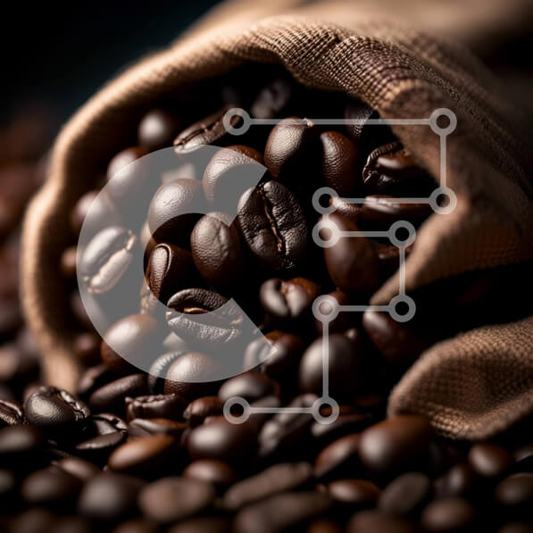 Σετ των 2 Intra Συλλεκτικό Ξύλινο Παζλ Plywood  4mm - Πλούσιοι και άφθονοι κόκκοι καφέ που χύνονται από έναν σάκο λινάτσας Σε Ξύλινο Κουτί - Διαστάσεις: 10x10 cm – 25 κομμάτια