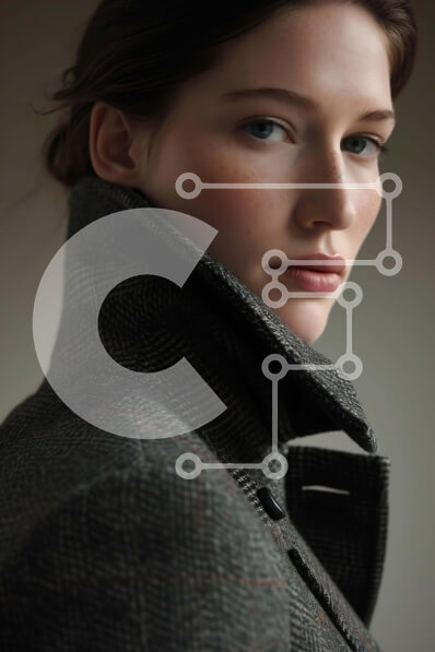 Intra Συλλεκτικό Ξύλινο Παζλ Plywood  4mm - Πορτρέτο μιας νεαρής γυναίκας με παλτό Σε Ξύλινο Κουτί - Διαστάσεις Puzzle: 10x10 cm – 25 κομμάτια