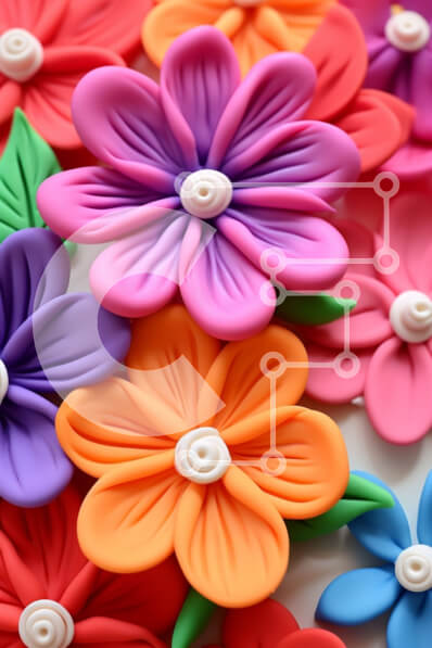 Σετ των 2 Intra Συλλεκτικό Ξύλινο Παζλ Plywood  4mm - Πολύχρωμα λουλούδια τοποθετημένα σε κύκλο σε λευκή επιφάνεια Σε Ξύλινο Κουτί - Διαστάσεις: 10x10 cm – 25 κομμάτια