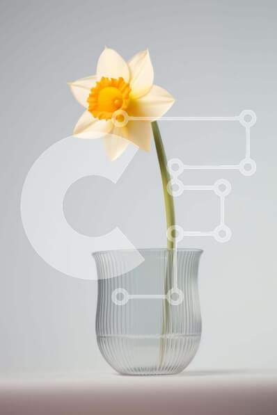 Σετ των 2 Intra Συλλεκτικό Ξύλινο Παζλ Plywood  4mm - Μονό κίτρινο λουλούδι ασφόδελο σε γυάλινο βάζο Σε Ξύλινο Κουτί - Διαστάσεις: 10x10 cm – 25 κομμάτια