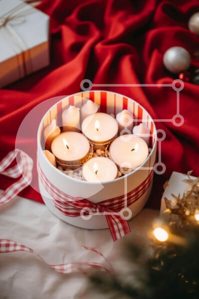 Intra Συλλεκτικό Ξύλινο Παζλ Plywood  4mm - Κουτί δώρου διακοπών με κεριά και κορδέλες Σε Ξύλινο Κουτί - Διαστάσεις: 10x10 cm – 25 κομμάτια