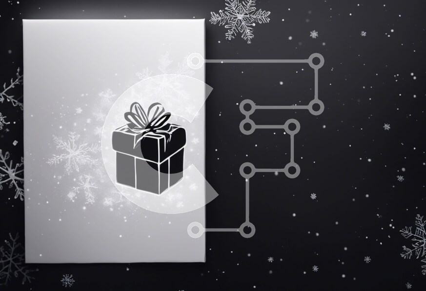 Intra Συλλεκτικό Ξύλινο Παζλ Plywood  4mm - Κουτί δώρου διακοπών με νιφάδες χιονιού σε ασπρόμαυρο φόντο Σε Ξύλινο Κουτί - Διαστάσεις: 10x10 cm – 25 κομμάτια