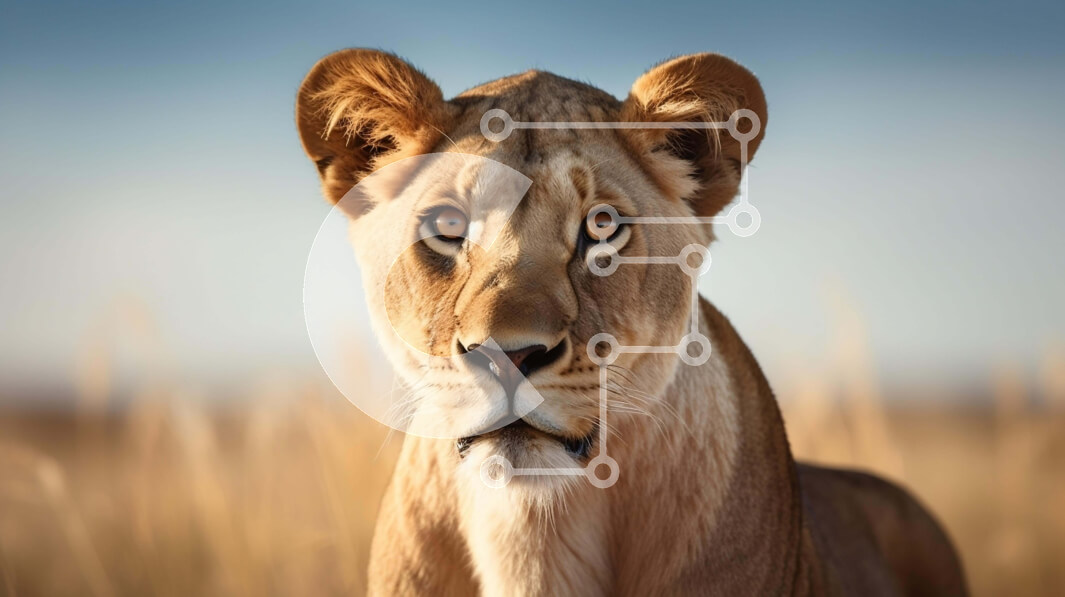 Intra Συλλεκτικό Ξύλινο Παζλ Plywood  4mm - Λιοντάρι στο ψηλό γρασίδι Σε Ξύλινο Κουτί - Διαστάσεις: 10x10 cm – 25 κομμάτια