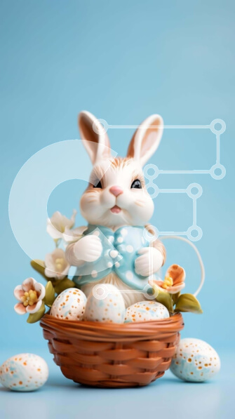 Intra Συλλεκτικό Ξύλινο Παζλ Plywood  4mm - Ειδώλιο λαγουδάκι του Πάσχα με πασχαλινά αυγά και λουλούδια Σε Ξύλινο Κουτί - Διαστάσεις: 10x10 cm – 25 κομμάτια