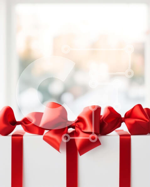 Intra Συλλεκτικό Ξύλινο Παζλ Plywood  4mm - Λευκό κουτί δώρου με κόκκινους φιόγκους και κορδέλες Σε Ξύλινο Κουτί - Διαστάσεις Puzzle: 10x10 cm – 25 κομμάτια