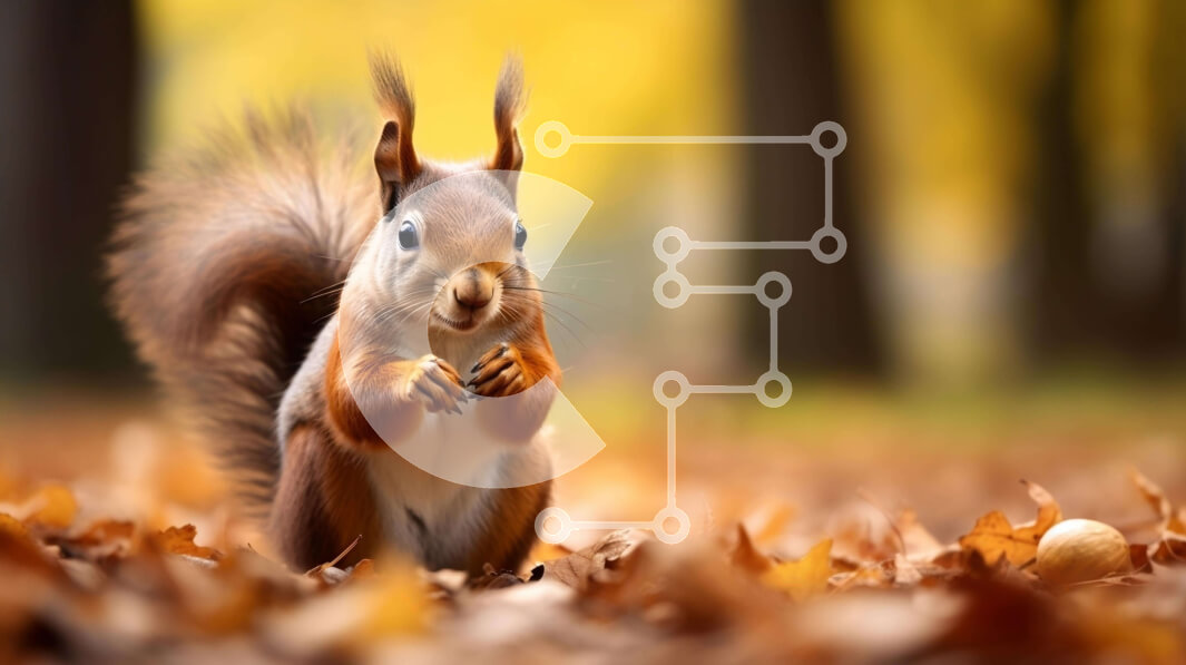 Intra Συλλεκτικό Ξύλινο Παζλ Plywood  4mm - Σκίουρος που τρώει ένα μήλο στο δάσος Σε Ξύλινο Κουτί - Διαστάσεις: 10x10 cm – 25 κομμάτια