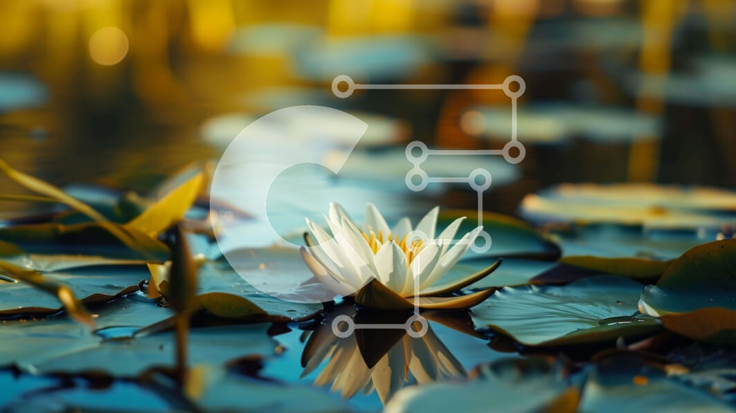 Intra Συλλεκτικό Ξύλινο Παζλ Plywood  4mm - Λευκό νούφαρο σε μια λίμνη με πράσινα φύλλα Σε Ξύλινο Κουτί - Διαστάσεις: 10x10 cm – 25 κομμάτια