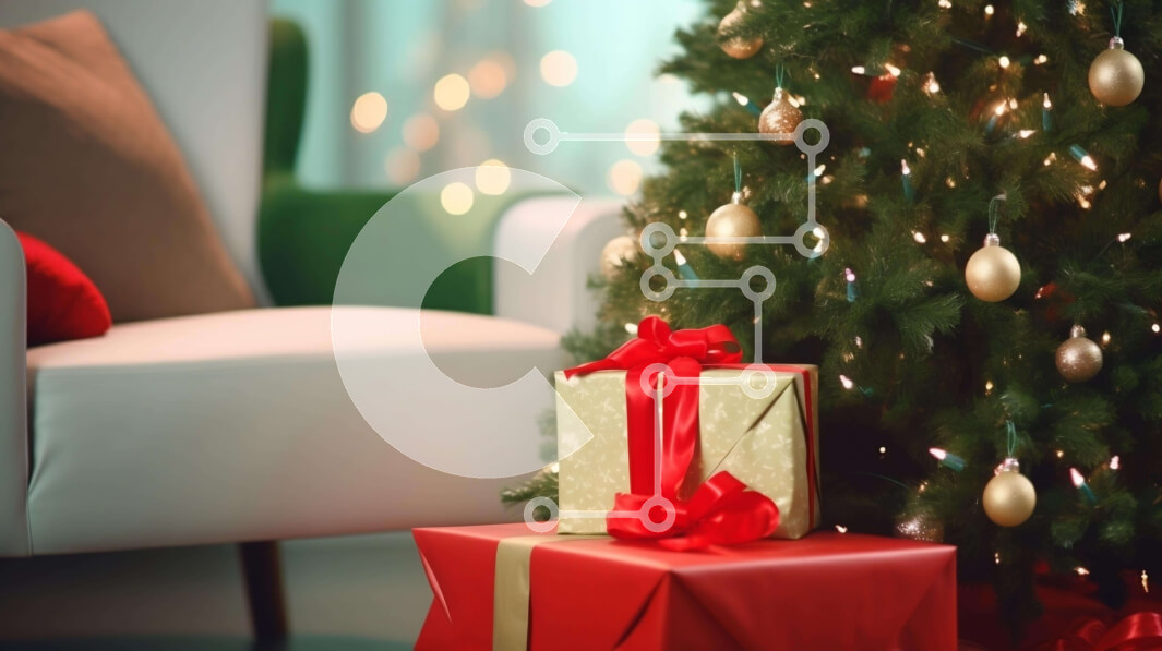 Intra Συλλεκτικό Ξύλινο Παζλ Plywood  4mm - Κόκκινα κουτιά δώρων και χριστουγεννιάτικο δέντρο με στολίδια Σε Ξύλινο Κουτί - Διαστάσεις: 10x10 cm – 25 κομμάτια