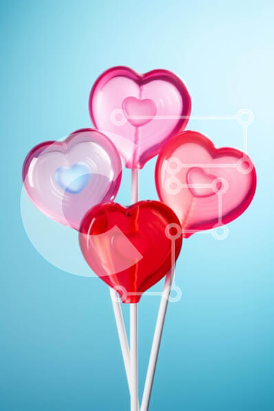 Intra Συλλεκτικό Ξύλινο Παζλ Plywood  4mm - Γλειφιτζούρια σε σχήμα καρδιάς σε ροζ και κόκκινο χρώμα Σε Ξύλινο Κουτί - Διαστάσεις Puzzle: 10x10 cm – 25 κομμάτια