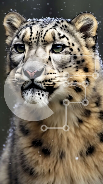 Σετ των 2 Intra Συλλεκτικό Ξύλινο Παζλ Plywood  4mm - Εκπληκτική κοντινή πλάνο μιας λεοπάρδαλης του χιονιού με μαύρες κηλίδες και διαπεραστικά μάτια Σε Ξύλινο Κουτί - Διαστάσεις: 10x10 cm – 25 κομμάτια