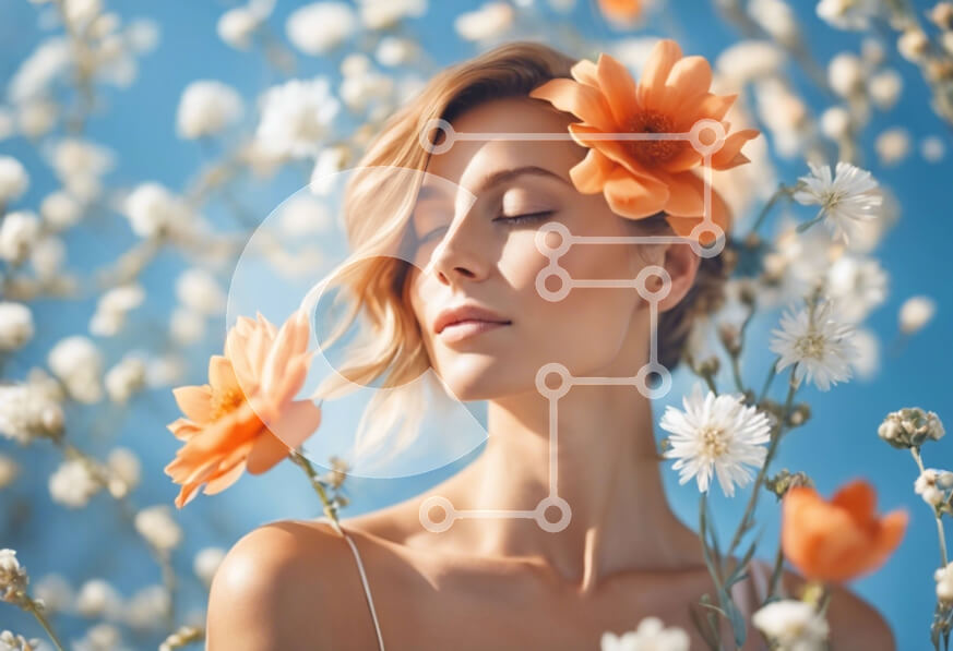 Intra Συλλεκτικό Ξύλινο Παζλ Plywood  4mm - Νεαρή γυναίκα με λουλούδια στα μαλλιά της απολαμβάνοντας τη φύση Σε Ξύλινο Κουτί - Διαστάσεις Puzzle: 10x10 cm – 25 κομμάτια