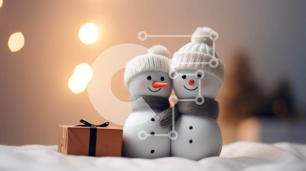 Intra Συλλεκτικό Ξύλινο Παζλ Plywood  4mm - Εορταστικά ειδώλια χιονάνθρωποι με κουτί δώρου Σε Ξύλινο Κουτί - Διαστάσεις: 10x10 cm – 25 κομμάτια