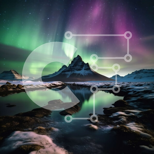 Intra Συλλεκτικό Ξύλινο Παζλ Plywood  4mm - Εκπληκτική Aurora Borealis πάνω από χιονισμένα βουνά και λίμνη Σε Ξύλινο Κουτί - Διαστάσεις: 10x10 cm – 25 κομμάτια