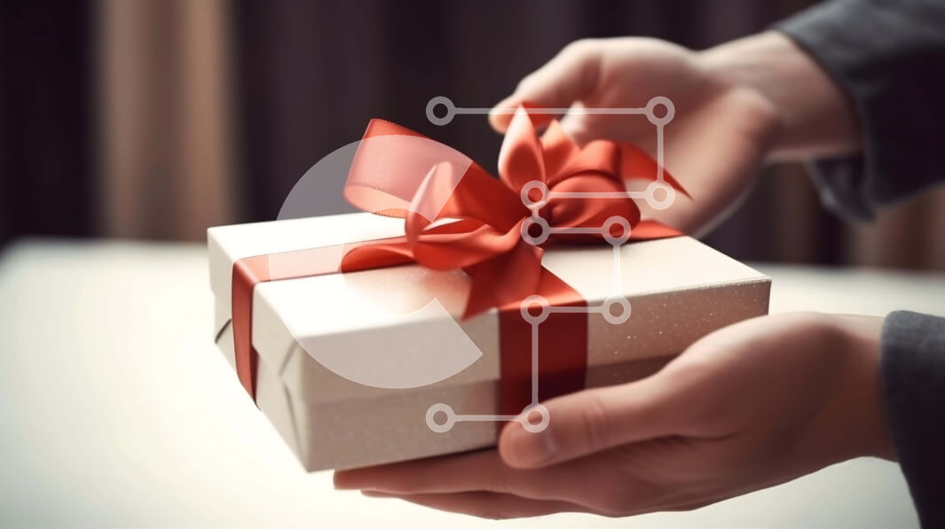 Intra Συλλεκτικό Ξύλινο Παζλ Plywood  4mm - Χέρι που κρατά ανοιχτό λευκό κουτί δώρου με κόκκινη κορδέλα Σε Ξύλινο Κουτί - Διαστάσεις Puzzle: 10x10 cm – 25 κομμάτια