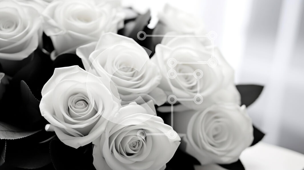 Intra Συλλεκτικό Ξύλινο Παζλ Plywood  4mm - Μπουκέτο με λευκά τριαντάφυλλα στο τραπέζι Σε Ξύλινο Κουτί - Διαστάσεις Puzzle: 10x10 cm – 25 κομμάτια