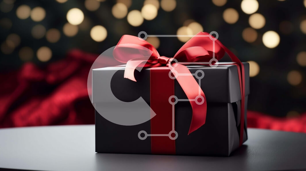 Intra Συλλεκτικό Ξύλινο Παζλ Plywood  4mm - Μαύρο Κουτί δώρου με κόκκινη κορδέλα και πολύχρωμα διακοσμητικά Σε Ξύλινο Κουτί - Διαστάσεις: 10x10 cm – 25 κομμάτια