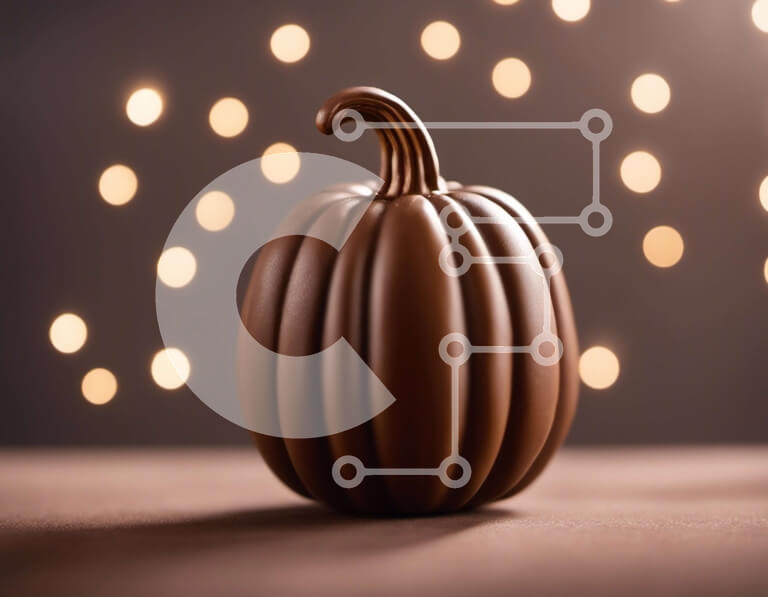 Σετ των 2 Intra Συλλεκτικό Ξύλινο Παζλ Plywood  4mm - Σοκολατένιο στολίδι κολοκύθας με πολύχρωμα φώτα Bokeh Σε Ξύλινο Κουτί - Διαστάσεις: 10x10 cm – 25 κομμάτια