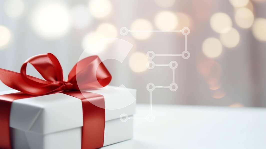 Intra Συλλεκτικό Ξύλινο Παζλ Plywood  4mm - Κουτί δώρου με κόκκινη κορδέλα και φώτα Bokeh στο τραπέζι Σε Ξύλινο Κουτί - Διαστάσεις Puzzle: 10x10 cm – 25 κομμάτια