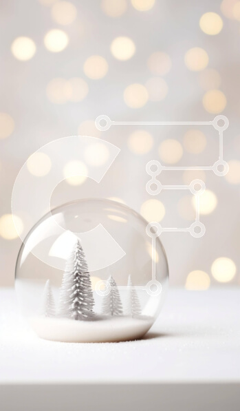 Intra Συλλεκτικό Ξύλινο Παζλ Plywood  4mm - Γυάλινη σφαίρα χιονιού με διακοσμητικό δέντρο και φώτα Bokeh Σε Ξύλινο Κουτί - Διαστάσεις Puzzle: 10x10 cm – 25 κομμάτια