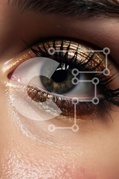 Intra Συλλεκτικό Ξύλινο Παζλ Plywood  4mm - Εκπληκτική εικόνα ενός γυναικείου ματιού με χρυσό μακιγιάζ Σε Ξύλινο Κουτί - Διαστάσεις Puzzle: 10x10 cm – 25 κομμάτια