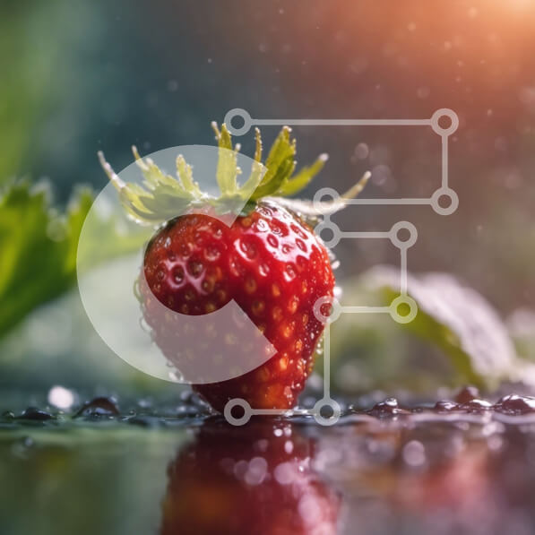 Σετ των 2 Intra Συλλεκτικό Ξύλινο Παζλ Plywood  4mm - Φρέσκια και ώριμη φράουλα σε υγρή επιφάνεια Σε Ξύλινο Κουτί - Διαστάσεις: 10x10 cm – 25 κομμάτια