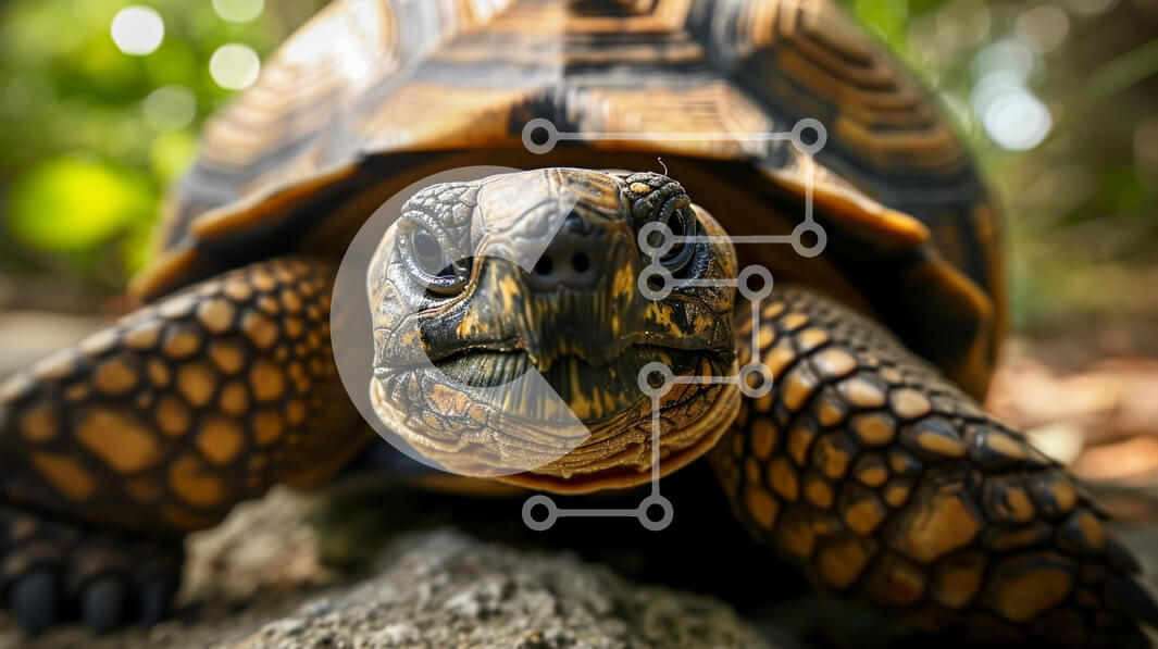 Σετ των 2 Intra Συλλεκτικό Ξύλινο Παζλ Plywood  4mm - Χελώνα που κοιτάζει την κάμερα με το κεφάλι της γερμένο στο πλάι Σε Ξύλινο Κουτί - Διαστάσεις: 10x10 cm – 25 κομμάτια