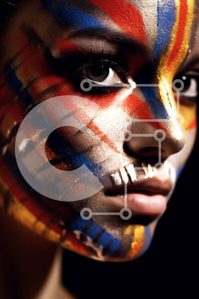 Intra Συλλεκτικό Ξύλινο Παζλ Plywood  4mm - Όμορφη εικόνα μιας γυναίκας με πολύχρωμη μπογιά προσώπου Σε Ξύλινο Κουτί - Διαστάσεις Puzzle: 10x10 cm – 25 κομμάτια