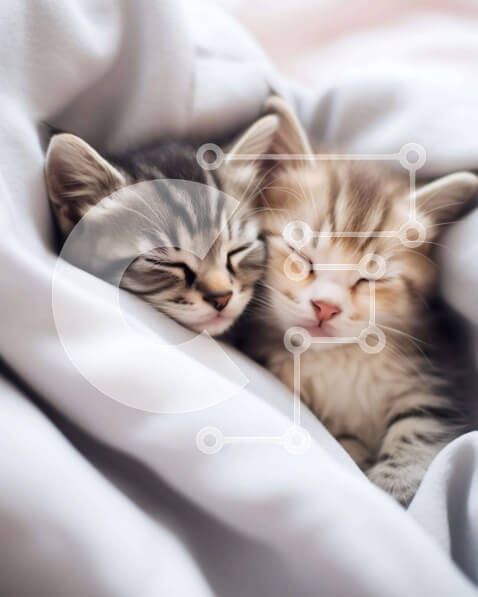 Σετ των 2 Intra Συλλεκτικό Ξύλινο Παζλ Plywood  4mm - Δύο γατάκια που κοιμούνται κάτω από μια κουβέρτα Σε Ξύλινο Κουτί - Διαστάσεις: 10x10 cm – 25 κομμάτια