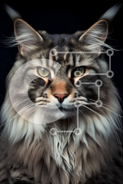 Σετ των 2 Intra Συλλεκτικό Ξύλινο Παζλ Plywood  4mm - Όμορφη κινηματογράφηση σε πρώτο πλάνο της χνουδωτής γάτας με τα φωτεινά πράσινα μάτια Σε Ξύλινο Κουτί - Διαστάσεις: 10x10 cm – 25 κομμάτια