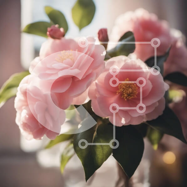 Intra Συλλεκτικό Ξύλινο Παζλ Plywood  4mm - Βάζο με ροζ λουλούδια σε ένα περβάζι Σε Ξύλινο Κουτί - Διαστάσεις: 10x10 cm – 25 κομμάτια