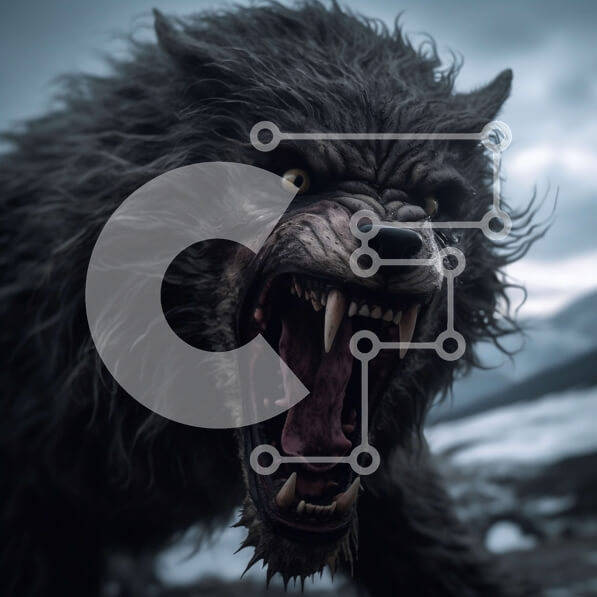 Intra Συλλεκτικό Ξύλινο Παζλ Plywood  4mm - Έντονη εικόνα ενός σκοτεινού λυκάνθρωπου έτοιμου να επιτεθεί Σε Ξύλινο Κουτί - Διαστάσεις Puzzle: 10x10 cm – 25 κομμάτια