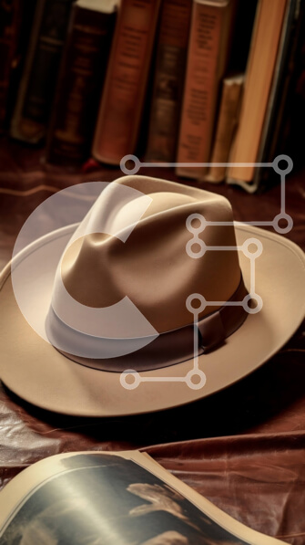 Intra Συλλεκτικό Ξύλινο Παζλ Plywood  4mm - Καφέ καπέλο στη στοίβα βιβλίων Σε Ξύλινο Κουτί - Διαστάσεις: 10x10 cm – 25 κομμάτια