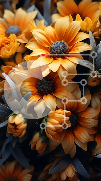 Σετ των 2 Intra Συλλεκτικό Ξύλινο Παζλ Plywood  4mm - Όμορφη κινηματογράφηση σε πρώτο πλάνο με πορτοκαλί και κίτρινες μαργαρίτες Σε Ξύλινο Κουτί - Διαστάσεις: 10x10 cm – 25 κομμάτια