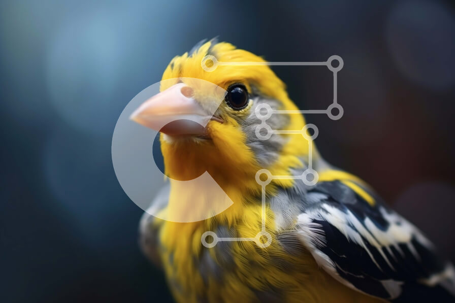 Σετ των 2 Intra Συλλεκτικό Ξύλινο Παζλ Plywood  4mm - Κίτρινο πουλί με ασπρόμαυρες ρίγες Σε Ξύλινο Κουτί - Διαστάσεις: 10x10 cm – 25 κομμάτια