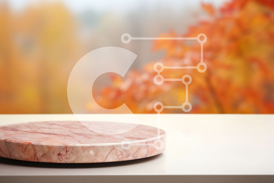 Intra Συλλεκτικό Ξύλινο Παζλ Plywood  4mm - Στρογγυλό μαρμάρινο τραπεζάκι με ροζ και λευκές ρίγες Σε Ξύλινο Κουτί - Διαστάσεις Puzzle: 10x10 cm – 25 κομμάτια