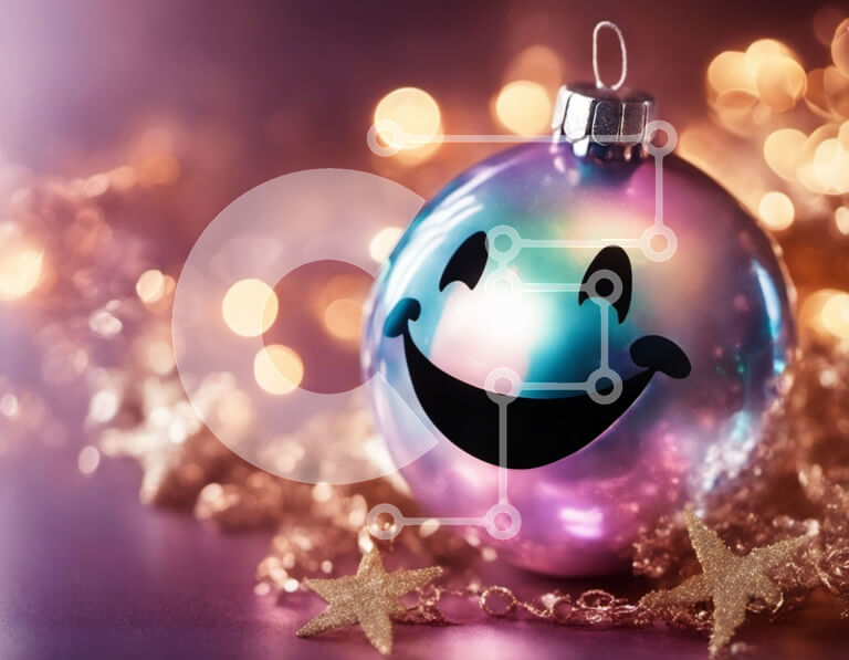 Intra Συλλεκτικό Ξύλινο Παζλ Plywood  4mm - Χριστουγεννιάτικο στολίδι με χαμογελαστό πρόσωπο σε μωβ φόντο Σε Ξύλινο Κουτί - Διαστάσεις: 10x10 cm – 25 κομμάτια