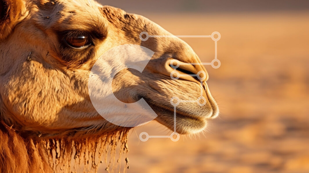 Σετ των 2 Intra Συλλεκτικό Ξύλινο Παζλ Plywood  4mm - Εκπληκτική κοντινή φωτογραφία του προσώπου μιας καμήλας Σε Ξύλινο Κουτί - Διαστάσεις: 10x10 cm – 25 κομμάτια