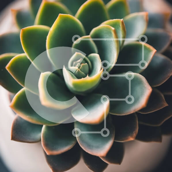 Intra Συλλεκτικό Ξύλινο Παζλ Plywood  4mm - Κοντινό πλάνο ενός υγιούς χυμώδους φυτού σε ένα κεραμικό δοχείο Σε Ξύλινο Κουτί - Διαστάσεις: 10x10 cm – 25 κομμάτια