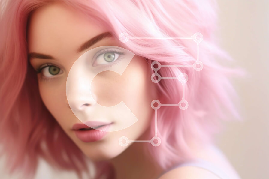 Intra Συλλεκτικό Ξύλινο Παζλ Plywood  4mm - Σοβαρή γυναίκα με ροζ μαλλιά κοιτάζοντας την κάμερα Σε Ξύλινο Κουτί - Διαστάσεις Puzzle: 10x10 cm – 25 κομμάτια