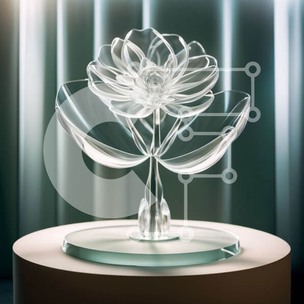 Intra Συλλεκτικό Ξύλινο Παζλ Plywood  4mm - Όμορφο γλυπτό λουλουδιών από καθαρό γυαλί σε λευκό βάθρο Σε Ξύλινο Κουτί - Διαστάσεις: 10x10 cm – 25 κομμάτια