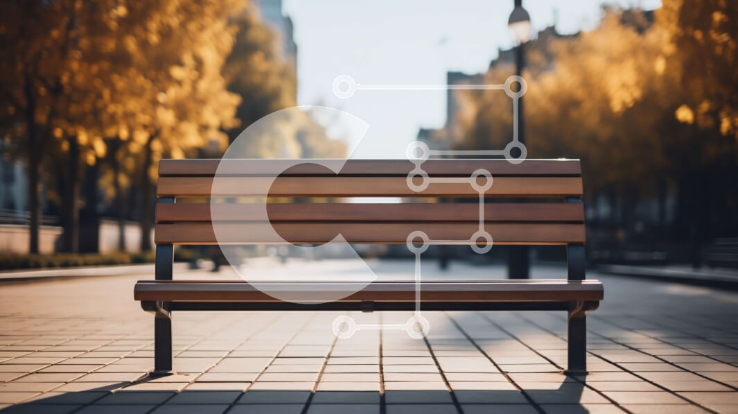 Intra Συλλεκτικό Ξύλινο Παζλ Plywood  4mm - Ξύλινος πάγκος στην οδό της πόλης με δέντρα και κτίρια Σε Ξύλινο Κουτί - Διαστάσεις Puzzle: 10x10 cm – 25 κομμάτια