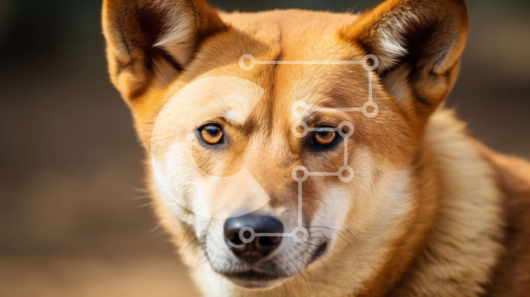 Σετ των 2 Intra Συλλεκτικό Ξύλινο Παζλ Plywood  4mm - Κοντινό πλάνο του προσώπου ενός σκύλου με καφέ γούνα και σοβαρή έκφραση Σε Ξύλινο Κουτί - Διαστάσεις: 10x10 cm – 25 κομμάτια