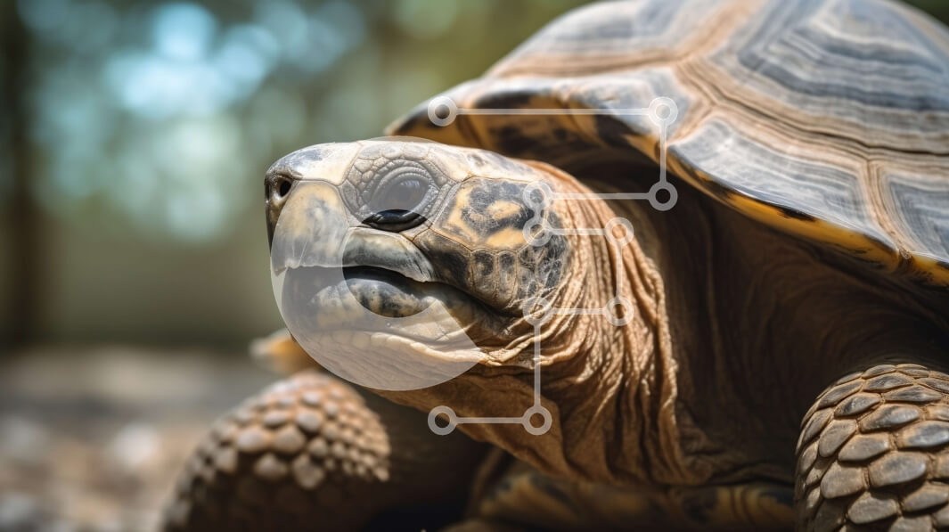 Intra Συλλεκτικό Ξύλινο Παζλ Plywood  4mm - Κοντινό πλάνο του προσώπου της χελώνας με καφέ κέλυφος και κλειστά μάτια Σε Ξύλινο Κουτί - Διαστάσεις: 10x10 cm – 25 κομμάτια