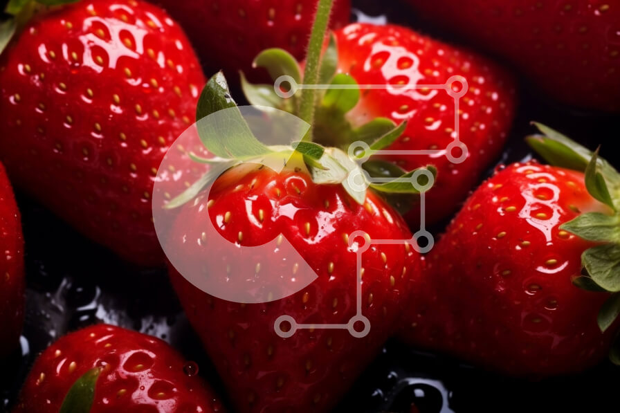 Σετ των 2 Intra Συλλεκτικό Ξύλινο Παζλ Plywood  4mm - Ομάδα κόκκινων φραουλών σε μαύρη επιφάνεια Σε Ξύλινο Κουτί - Διαστάσεις: 10x10 cm – 25 κομμάτια