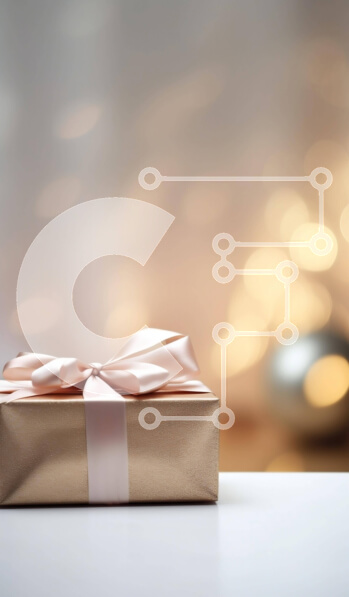 Intra Συλλεκτικό Ξύλινο Παζλ Plywood  4mm - Καφέ Κουτί δώρου με ροζ κορδέλα και πολύχρωμα φωτάκια Σε Ξύλινο Κουτί - Διαστάσεις Puzzle: 10x10 cm – 25 κομμάτια