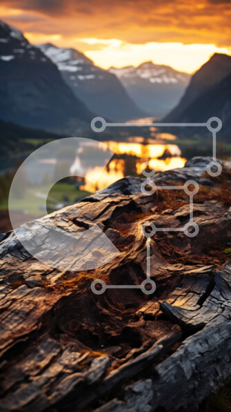 Σετ των 2 Intra Συλλεκτικό Ξύλινο Παζλ Plywood  4mm - Όμορφο τοπίο ηλιοβασιλέματος με βουνά και λίμνη Σε Ξύλινο Κουτί - Διαστάσεις: 10x10 cm – 25 κομμάτια