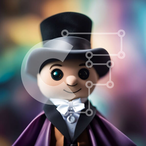 Intra Συλλεκτικό Ξύλινο Παζλ Plywood  4mm - Κομψός άνδρας με καπέλο και ακρωτήριο Σε Ξύλινο Κουτί - Διαστάσεις Puzzle: 10x10 cm – 25 κομμάτια