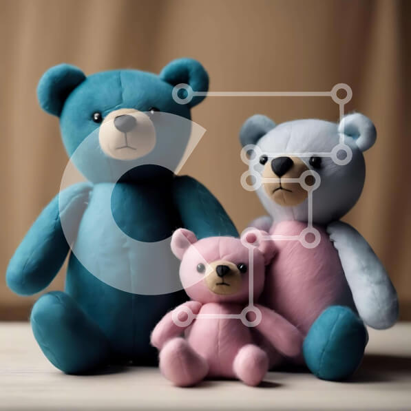 Intra Συλλεκτικό Ξύλινο Παζλ Plywood  4mm - Τρία αρκουδάκια σε μπλε, ροζ και λευκά ρούχα Σε Ξύλινο Κουτί - Διαστάσεις: 10x10 cm – 25 κομμάτια